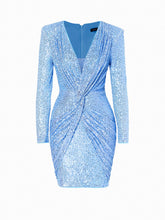 V Neck Sequin Mini Cocktail Party Dress